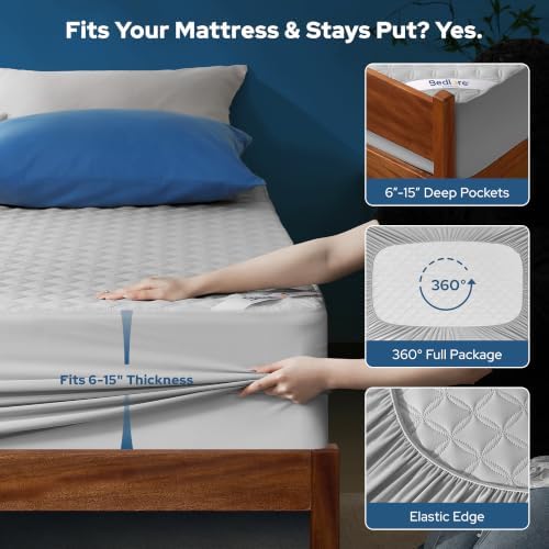 BEDLORE Waterproof Twin XL Mattress Protector, Deep Pocket, College Dorm - Image 4