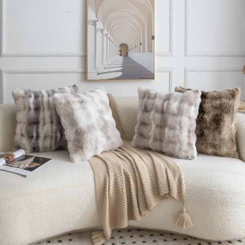 MADIZZ Pack of 2 Thick Plush Faux Wool Throw Pillow Covers Soft Boho Throw - Image 6
