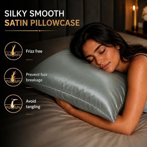 Silky Satin Pillowcases King 2 Pack Glossy Silver Grey 20 x 36 - Image 2