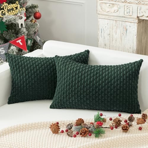 Kevin Textile Soft Corduroy 14"x24" Lumbar Pillow Cover 1 Pack, Army Green - Image 4