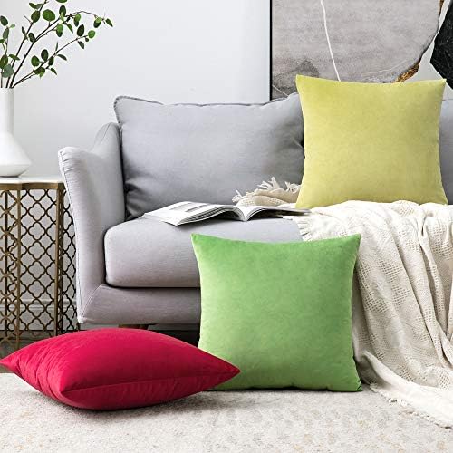 MIULEE Velvet Throw Pillow Covers 18x18 Inch Pack of 2 Lime Green - Image 4