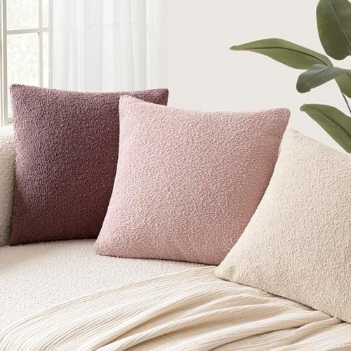Foindtower Decorative Textured Boucle Throw Pillow Covers 24x24 Sakura Pink - Image 5