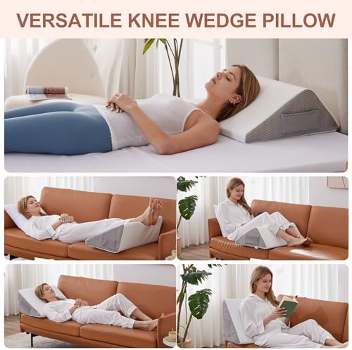 Knee Pillow for Back Sleeping, Leg Pillow Knee Wedge Pillow, Memory Foam Post - Image 4