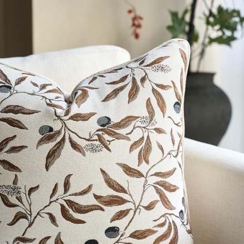Alerfa Beige Floral Throw Pillow Cover 20 x 20 Inch Sqaure Luxury Decorative - Image 5