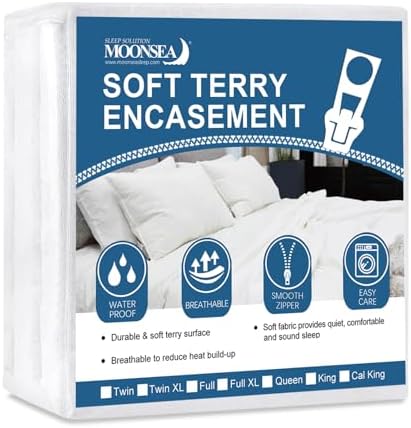 Twin Mattress Protector Zippered, Soft Terry Surface Mattress Encasement by Moonsea