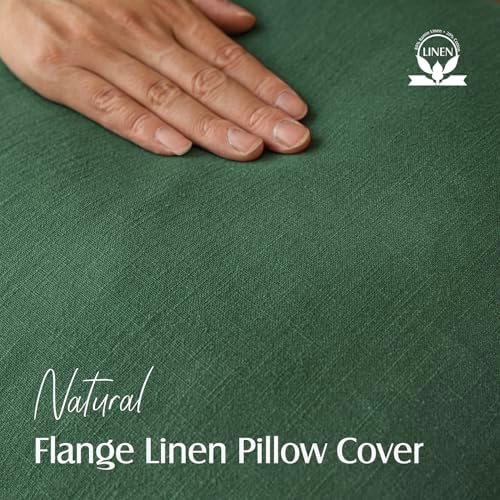 Foindtower Linen Solid Decorative Throw Pillow Covers 18x18 Inch Pine Green - Image 2