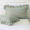 Silnuo Sage Green/White Plaid Ruffled Queen Size Pillow Shams Set of 2 by Silnuo