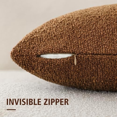 Foindtower Decorative Textured Boucle Throw Pillow Covers 26x26 Hazel Brown - Image 2