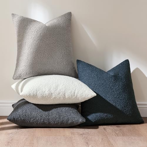 MIULEE Decorative Boucle Throw Pillow Covers 18x18 Blue Gray Set of 4 - Image 5