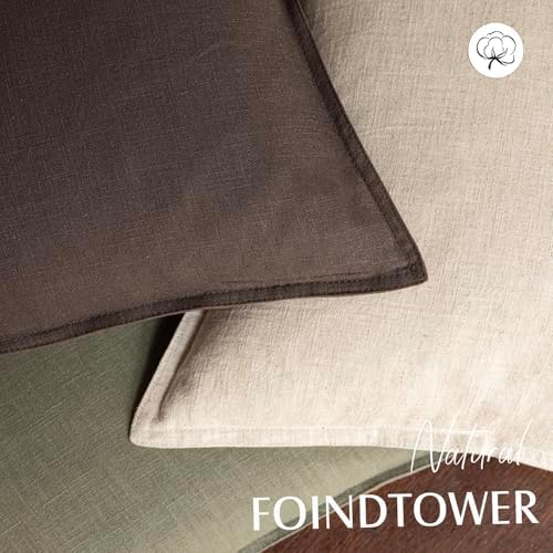 Foindtower Linen Solid Decorative Throw Pillow Covers 18x18 Reddish Brown - Image 4