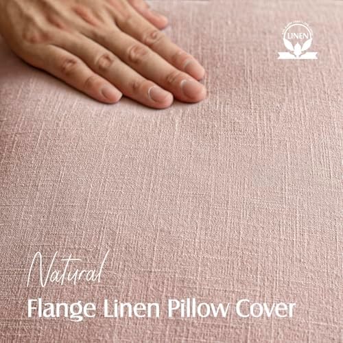 Foindtower Linen Solid Decorative Throw Pillow Covers 22x22 Inch Light Pink - Image 2