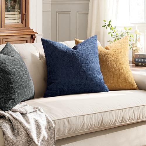 MIULEE Fall Couch Pillow Covers Textured Chenille 18x18 Mustard Yellow - Image 5