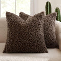 MIULEE Decorative Faux Fur Pillow Covers Euro Sherpa 22x22 Chocolate by MIULEE