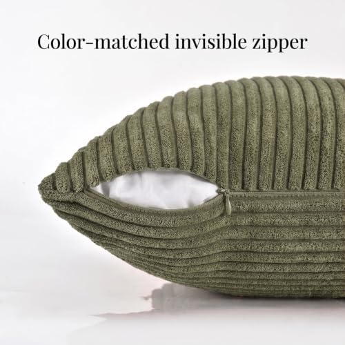 Fancy Homi 2 Packs Olive Green Lumbar Decorative Throw Pillow Covers 14x24 Inch - Image 3