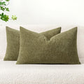 MIULEE Soft Chenille Lumbar Throw Pillow Covers Olive Green 12x20 Inch by MIULEE