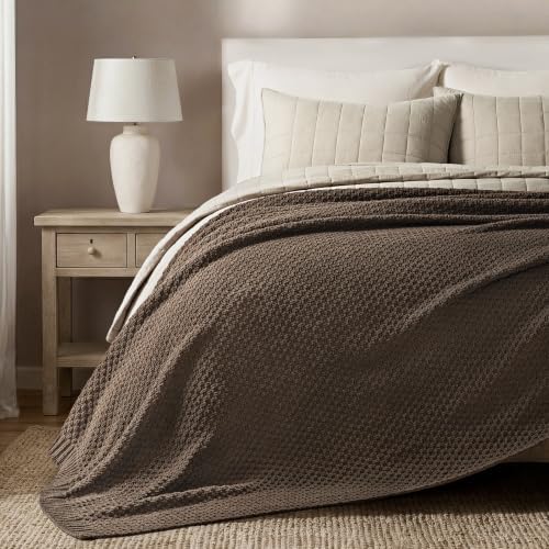 EVERGRACEHOME Chunky Chenille Knit Throw Blanket, 90 x 90, Cocoa Brown - Image 6