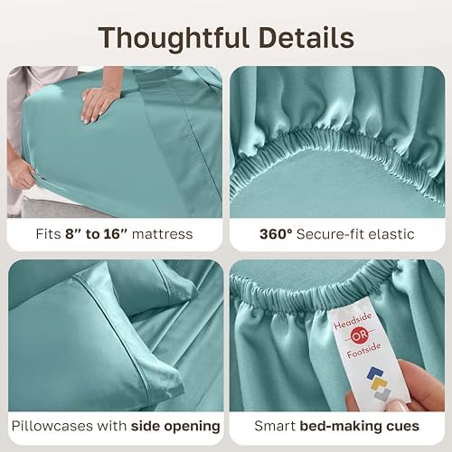 California Design Den 100% Cotton Sateen King Size Deep Pocket Sheets Set - Image 5