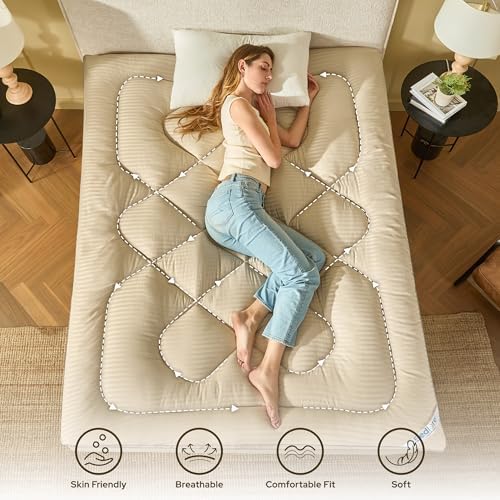 BEDLORE Queen Mattress Topper, Thick Pillow Top Bed Cover Soft Mattress Pad - Image 5