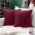 MIULEE Velvet Throw Pillow Covers 14x14 Inch Pack of 2 Wine Red by MIULEE