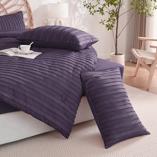 JELLYMONI Purple Striped Tufted Pillowcases Standard Size - Image 5