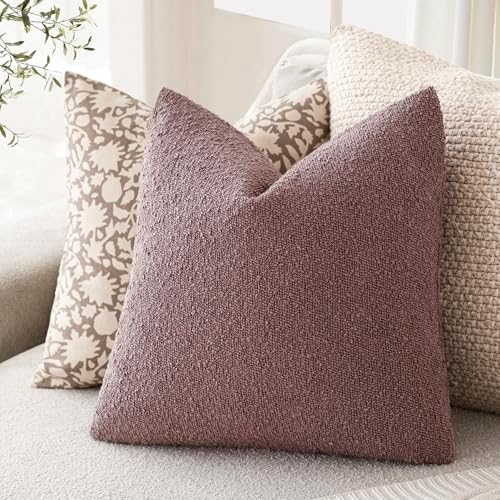 Foindtower Decorative Textured Boucle Throw Pillow Covers 24x24 Dark Purple - Image 5