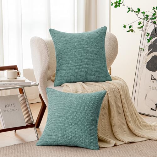 a moment Teal Chenille Throw Pillow Covers 16x16 Inch Pack of 2 Modern - Image 4