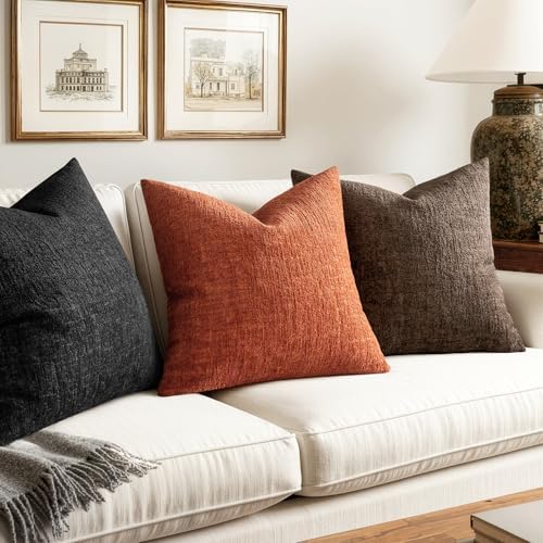 MIULEE Couch Pillow Covers Textured Chenille Home Decor 18x18 Black - Image 5