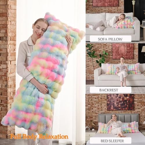 20"x54"Luxury Shaggy Faux Fur Body Pillow Cover, Bubble Fluffy Plush Bed Body - Image 3
