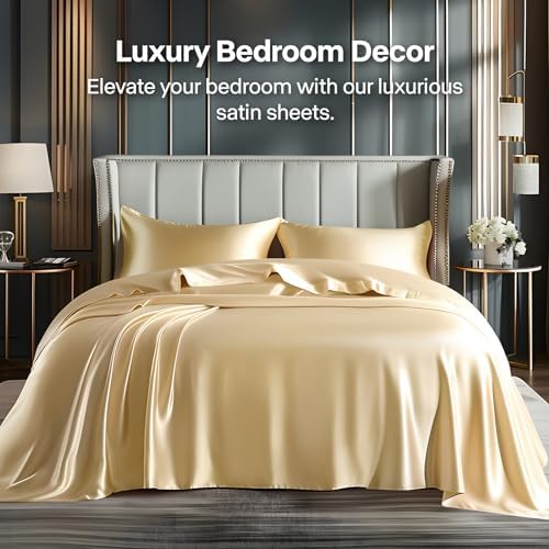 BEDELITE Satin Sheets Full Size Bed Set, 4 Pieces - Image 2