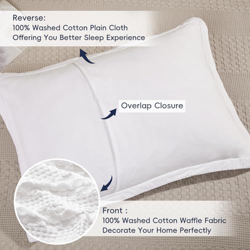 PHF Cotton Ruffle Waffle Pillow Shams Standard 20" x 26", No Insert - Image 4