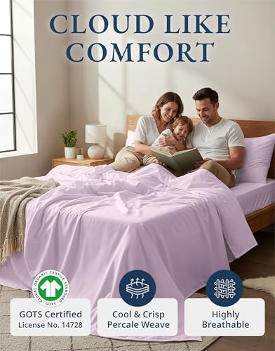 LANE LINEN Twin Sheets 100% Organic Cotton 3pc Percale Soft - Image 2