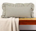 JoraLion Ruffled Lumbar Pillow Cover 14x26 Gingham Green by JoraLion
