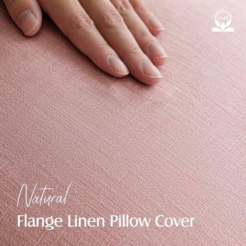 Foindtower Linen Solid Decorative Throw Pillow Covers 26x26 Inch Rose Pink - Image 2
