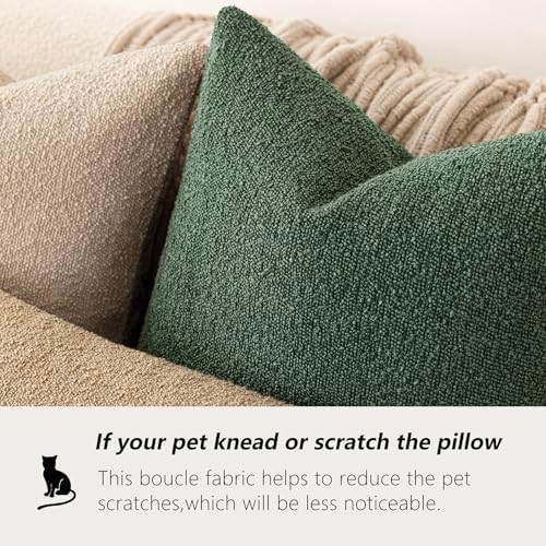 Foindtower Decorative Textured Boucle Throw Pillow Covers 26x26 Pine Green - Image 4