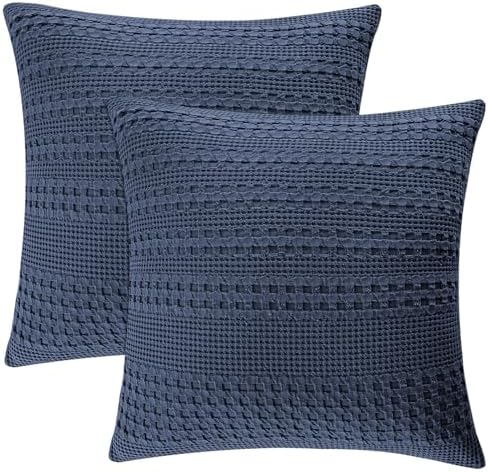 PHF Cotton Waffle Weave Euro Sham Covers 26" x 26", No Insert by PHF