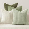 MIULEE Soft Corduroy Decorative Throw Pillow Covers Light Green 20x20 by MIULEE