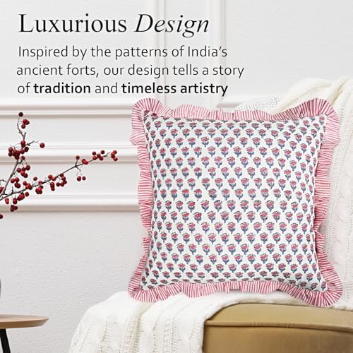 CPC Pink Sapphire Ruffle Throw Pillow Covers - Image 4