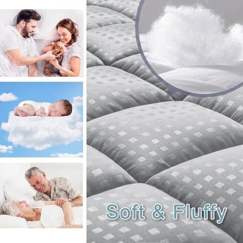 HYLEORY California King Mattress Pad Quilted Fitted Mattress Protector Cooling - Image 4