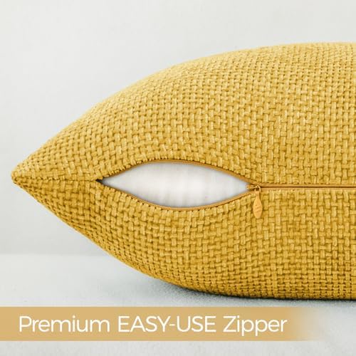 a moment Yellow Chenille Throw Pillow Covers 16x16 Inch Pack of 2 Modern - Image 5
