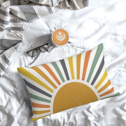 Boho Pillow Covers 12x20 Set of 2 Stripes Colorful Yellow Sunshine Decorative - Image 3