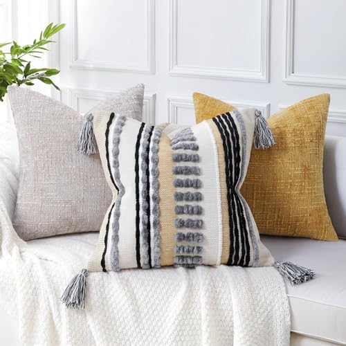 NUYECY Boho Throw Pillow Covers 18x18 Aesthetic Neutral Boucle Couch Pillow - Image 5