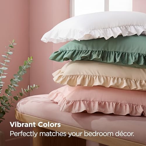 Bedsure Ruffle Pillow Cases Queen Size Set of 2 - Image 7
