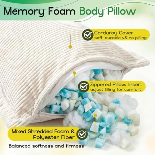 1 MIDDLE ONE Body Pillow, Memory Foam Body Pillows - Image 4
