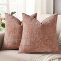 decorUhome Textured Chenille Throw Pillow Covers 20x20 Set of 2 Pink by decorUhome