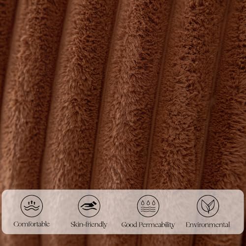 MOSAYT Faux Fur Pillow Covers 20x20 Set of 2, Ultra Soft Fluffy Striped Modern - Image 2