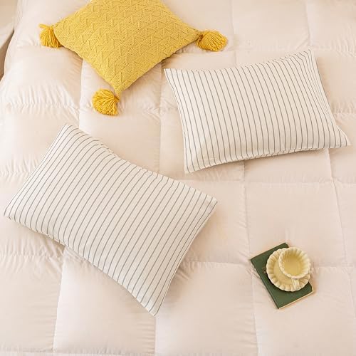 ECOCOTT Striped Pillowcases King Size 2 Pack, 100% Washed Cotton Pillow Cases - Image 4
