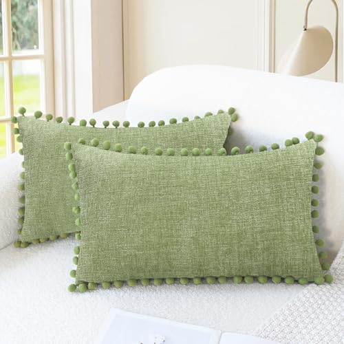 CaliTime Decorative Couch Throw Pillow Covers 20 X 12 Inches Sage by CaliTime
