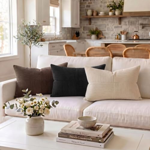Fancy Homi 2 Packs Black Lumbar Decorative Throw Pillow Covers 12x20 Inch - Image 2