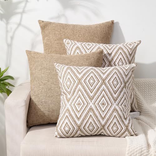 HPUK Throw Pillow Covers 18x18, Light Brown Couch Pillow Covers by HPUK