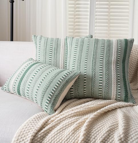Cethom Boho Throw Pillow Covers 20x20 Inch Set of 2, Farmhouse Decorative Couch - Image 2